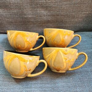 Pier 1 Imports Kioko 4 Stoneware Coffee Tea Mugs Cups Speckled Hand Painted